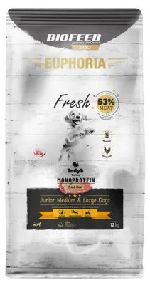 Obrázek produktu pro Biofeed Euphoria Fresh Turkey 12kg Monoproteinové suché krmivo pro štěňata středních a velkých plemen s čerstvým krůtím