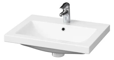 Zdjęcie produktu dla Ceramiczna Umywalka Meblowa Como 60 cm - Prostokątna z Centralnym Otworem i Przelewem - Do Mebli COLOUR, LARA, MELAR, SMART, MODUO, CREA