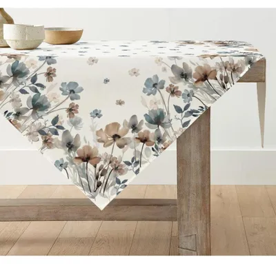 Productafbeelding van Tafelkleed, vierkant, 85x85 cm, bruin, polyester, motief: bloemen/bladeren