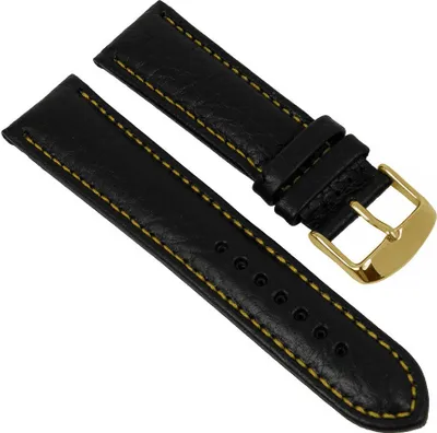 Produktbild von Minott Uhrenarmband Kalbsleder schwarz mit gelber Naht 27446G, Stegbreite:24mm