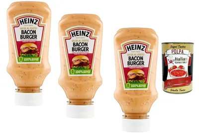 Produktbild von Italian Gourmet Bacon Burger Sauce 3×225 g (cremige Burger-Sauce mit Bacon-Geschmack, Dip für Pommes, Hot Dog, Sandwich, BBQ, Grill, Party & Catering) + Italian Gourmet Polpa