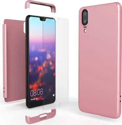 Zdjęcie produktu dla Etui na telefon Huawei P20 360° z osłoną ekranu od NALIA, 360° Cover Case Rose Gold