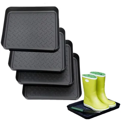 Schuhabtropfschale 4er Set, 35x28x3 cm, schwarz, PP