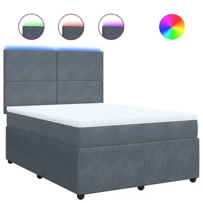 Produktbild von Boxspringbett mit Matratze Dunkelgrau 140x190 cm Samt
