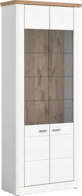 Produktbild von Vitrine - 85 x 205 cm - 2 Türen - Nox Eiche Nachbildung - Weiß matt