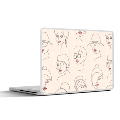 Produktbild von MuchoWow® Laptop Aufkleber Sticker Cover Frau - Linienkunst - Muster - Pastell 40x30 cm - Laptop Dekoration - Selbstklebend