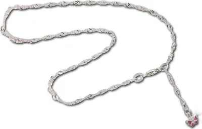 Imagen del producto de Tobillera SilberDream de 26 cm para mujer, con diseño de mariposa en color rosa, hecha de plata de ley (D2SDF017A)
