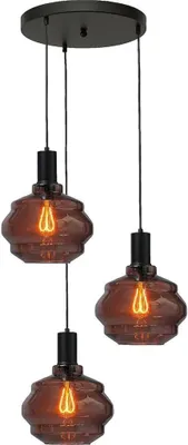 Produktbild von masterlight Pendelleuchte Porto 3-flammig Glas Rot-Transparent Ø45cm