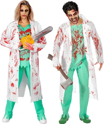 Produktbild von Blutige Zombie Chirurg Kostüm mit Handschuhe für Halloween Größe: 2XL