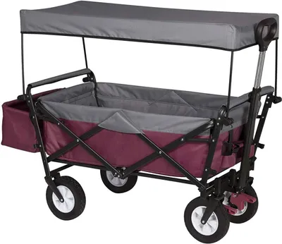 Obrázok produktu pre WOLTU Plážový vozík skladací so slnečnou strieškou, nosnosť 80 kg, Fuschia