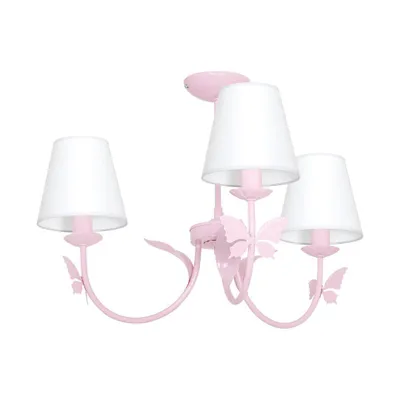 Image de Suspension ALICE rose et blanche, 3xE14x40W, métal, dim. : 40x62x62 cm, IP20, Milagro