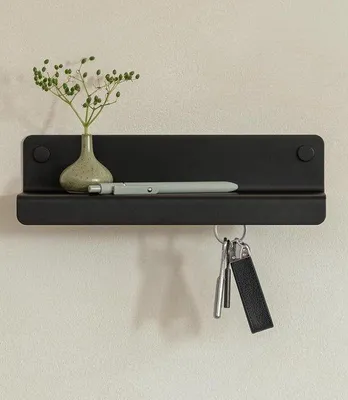 Produktbild von Schlüsselhalter aus Metall – Wandmontage – Aufbewahrung von Gegenständen – Versteckte Haken – 28 cm – Schwarz