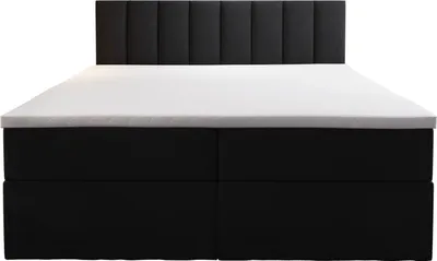 Produktbild von TRADA Boxspringbett 200x200 Palermo mit Bettkästen mit Matratze mit Topper Komplett-Set Polsterbett Bonell H3 Schwarz
