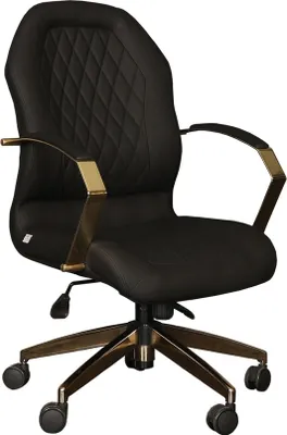 Zdjęcie produktu dla Eleganckie czarne krzesło biurowe ze sztucznej skóry o nowoczesnym designie
