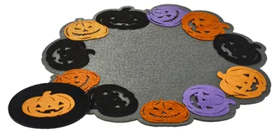 Platzset aus Filz, Halloween, Kürbismotiv, 30 cm