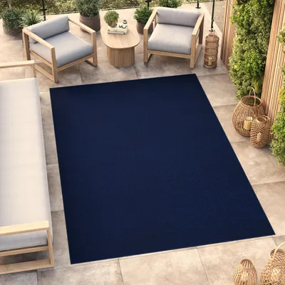 Produktbild von Tapiso Outdoor Teppich MONO Modern Dunkelblau Indoor/Outdoor 80 x 150 cm