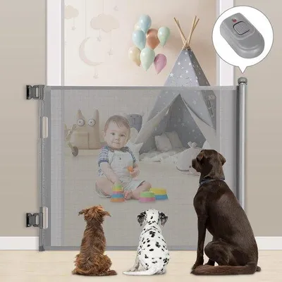 Produktbild von Famanu Sicherheitsbarriere für Kinder und Hunde - einziehbar, 0 bis 140 cm, schwarz