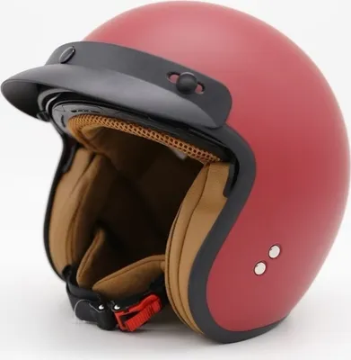 Produktbild von Jethelm Motorradhelm Rollerhelm Halbschalenhelm mit integriertem ausklappbaren Visier Helm Sturzhelm Mofahelm, Rubinrot, M (57-58CM)