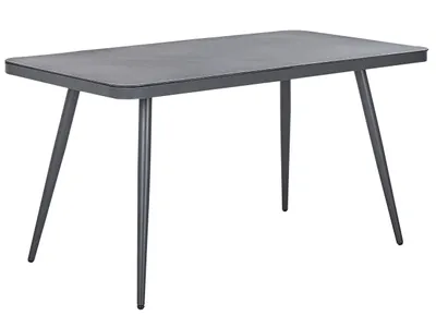 Produktbild von BELIANI Gartentisch Grau Aluminium 140x80 cm für 4 Personen Glasplatte in Steinoptik rechteckig Outdoor Terrasse Balkon Möbel