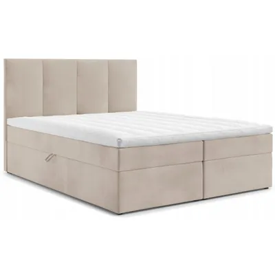 Produktbild von Boxspringbett 180 x 200 - Beige - mit Bettkästen - mit Bonell Matratze und Topper - Komplett-Set - Polsterbett