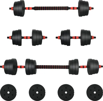 Produktbild von vidaXL 2-in-1 Hantelset 30kg Schwarz und Rot Zement und Eisensand