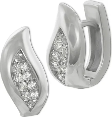 Productafbeelding van SilberDream oorbellen voor dames, bladmotief, zirkonia, wit, creolen, 925 zilver, modelnummer D2SDO4356W