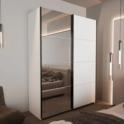 Immagine prodotto di Armadio 2 ante scorrevoli bianco con specchio Zegna 150x58x205H