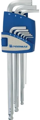 Produktbild von Winkelschraubendrehersatz 9-tlg.Ku.-Halter SW 1,5-10mm lang Kugelkopf PROMAT