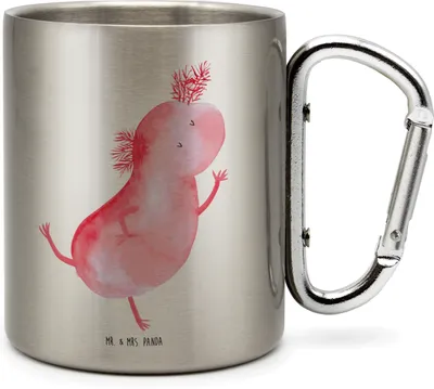 Produktbild von Mr. & Mrs. Panda Thermobecher Axolotl Tanzen - Transparent - Geschenk, Isolierbecher, Teetasse, Schwanzlurch, Freundin, Freudig, gut Gelaunt, Campingbecher, thermotasse