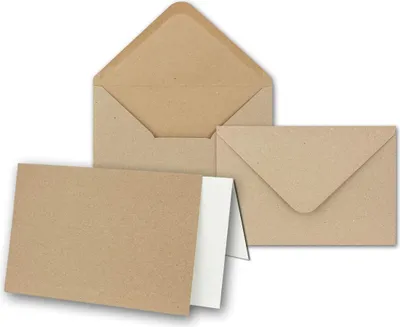 Produktbild von Karten DIN B6 Kraftpapier - Set von 75 inklusive Umschlägen und Einlegern - blanko Recycling Einladungskarten - braun - bedruckbare Ansichtskarten