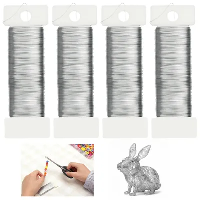Schmuckdraht 0,3 mm, 4 Rollen à 50 m, Silber, für DIY und Basteln