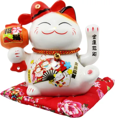 Produktbild von Glückskatze - Maneki-neko - Winkekatze aus Porzellan 15,5 cm weiß - Maneki Neko 03