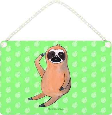 Produktbild von Mr. & Mrs. Panda Schild Faultier Vogel DIN A4 - Tropengrün - Geschenk, Spinner, wandtafel, Türschild, Holzschild, Dekobrett, Angespannt, Genervt, holzbild, Müde