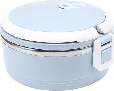 Produktbild von Lunchbehälter für Erwachsene, Thermo-Lunchbox aus Edelstahl, einlagig, tragbar, isoliert, Bento-Box mit Sicherheitsschnalle(Blau)