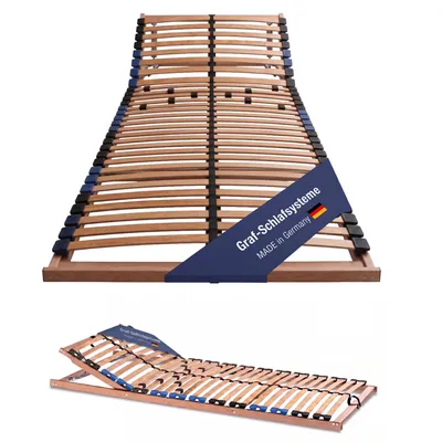 Produktbild von LEO KV Lattenrost 7 Zonen 90 x 200 cm Kopfteil verstellbar 28 Leisten mit 10 Schieber Mittelgurt zerlegt