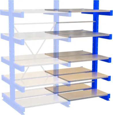 Produktbild von Doppelseitiges Kragarmregal, Schwerlastregal - 2.000 x 1.000 x 1.120 mm (HxBxT) - 250 kg - mit Fachböden - Anbauregal - KARL