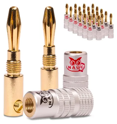 Produktbild von Bananenstecker 4mm NAUC 24x schraubbar vergoldet Lautsprecherkabel Profi Stecker