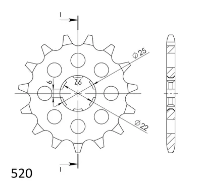 Produktbild von Ritzel Supersprox 520 - 15Z CST-510:15|grobverzahnt 22,0/25,0