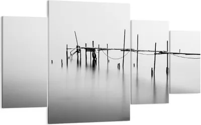 Produktbild von Bild auf Leinwand - Leinwandbild - Meer Brücke Wasser - 160x90cm - Wand Bild - Wanddeko - Leinwanddruck - Bilder - Kunstdruck - Wanddekoration - Leinwand bilder - Wandkunst - DL160x90-3727