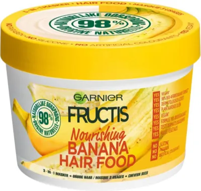 Produktbild von Garnier - Fructis Hair Food Banane - 3-in-1 Haarmaske - Pflegend - Trockenes Haar - 400 ml - 1 Stück