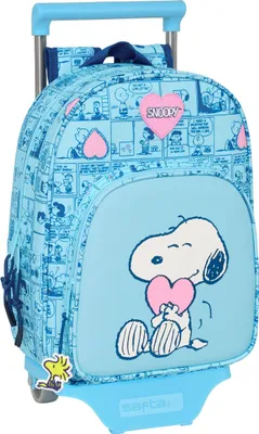 Produktbild von Schulrucksack mit Rädern Snoopy Love Blau 26 x 11 x 67 cm 26 x 34 x 11 cm