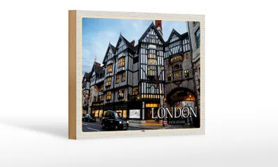 Produktbild von Holzschild Städte Soho London United Kingdom 18x12 cm Dekoration