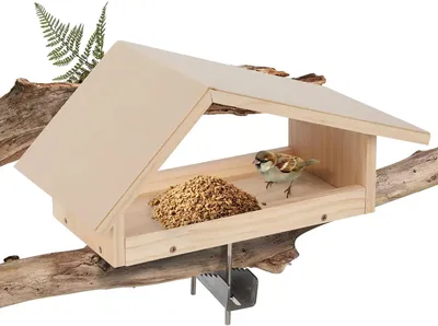 Produktbild von Vogelfutterhaus mit Ständer, wetterfestes Holz, für Balkon