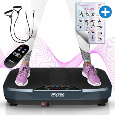Produktbild von KINETIC SPORTS Vibrationsplatte VPX300 VITAL TRAINER +leistungsstarker und leiser Motor 500Watt +Intuitiv +Leicht zu Bedienen +Fernbedienung +Trainingsposter +Trainingsbänder +Oszillation GRAU
