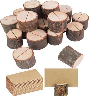 Produktbild von 24 Holz Schorhüllen für Hochzeitstischdeko rustikal Holz