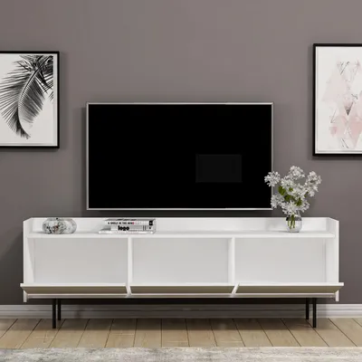 Obrázok produktu pre Skye Decor, Atlas - Biely, TV stolík, biely, 100 % MELAMÍNOM POTRIEBOVANÁ DOSKA, 183,6 x 37 x 63 cm