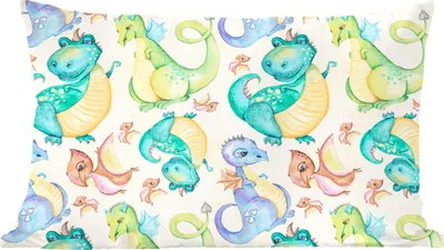 Produktbild von MuchoWow® Zierkissen Sofakissen Wohnzimmer Dekokissen 60x40 cm Dinosaurier - Aquarell - Kinder - Jungen - Mädchen - Kinder - Kopfkissen - Polster mit Foto