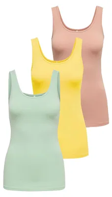 Produktbild von ONLY Damen Onllive Love Tank TOP JRS 3-Pack, Misty Rose/+ 1 Aqua Foam + 1 Y, XL