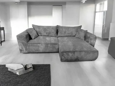 Obrázek produktu pro Rohová pohovka Berlin 255x160 světle šedá CORD s funkcí spaní a boxem na postel Béžová POSO 110 Pravá
