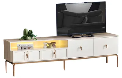 Obrázok produktu pre Elegantný TV lowboard s osvetlením a zlatými akcentmi
